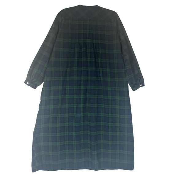 LL Bean Scotch Plaid Flannel Nightgown Sz M Long Sleeve Cotton Pockets Cabincore - Picture 2 of 10